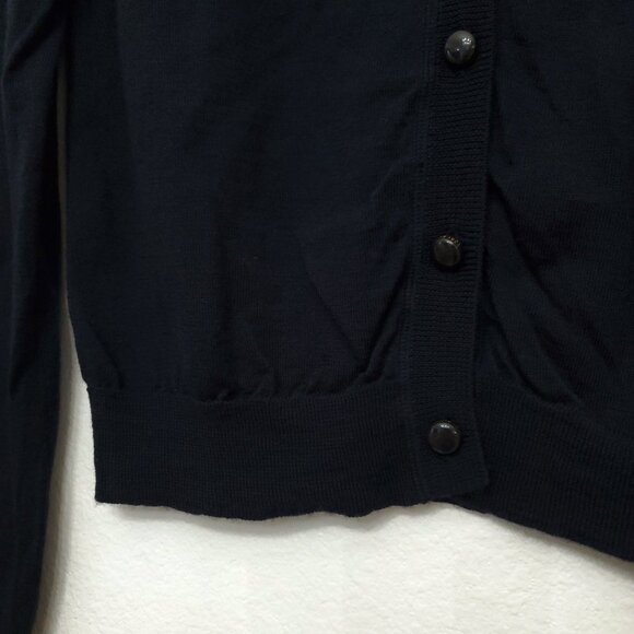Tory Burch Navy Blue 100% Merino Wool Button-Up Cardigan Sweater Size Small - Picture 7 of 14